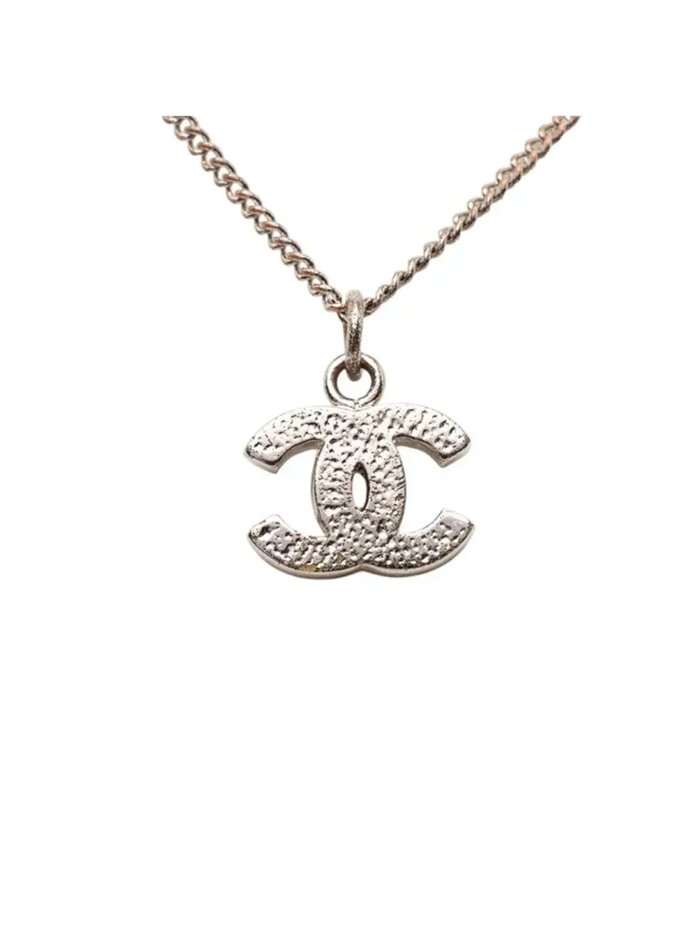 Chanel Cc Logo Pendant Necklace Silver- #299625C64B